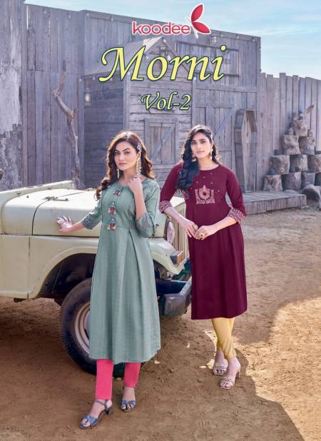 Morni Vol 2 By Koodee Rayon Embroidery Designer Kurtis Wholesale Shop In Surat