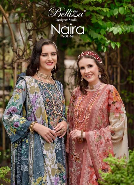 Naira Vol 69 By Belliza Printed Cotton Dress Material Wholesale Clothing Distributors In India
