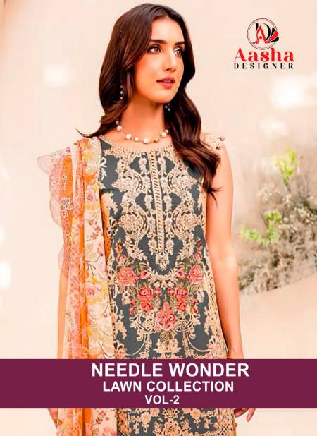 Needle Wonder Vol 2 By Aasha Mal Mal Cotton Pakistani Suits Wholesale Market In Surat
