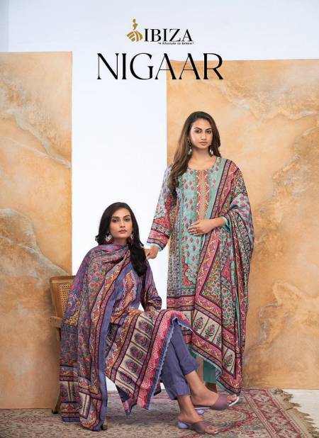 Nigaar By Ibiza Muslin Digital Printed Dress Material Wholesale Market In Surat