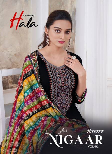 Nigaar Vol 1 By Hala Rayon Slub Dress Material Wholesale Clothing Suppliers In India
