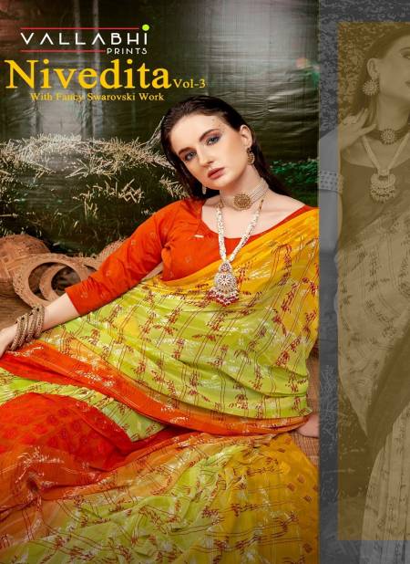 Nivedita By Vallabhi Leaf Printed Georgette Sarees Wholesale Price In Surat