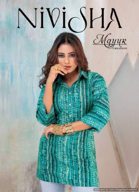 Nivisha Vol 1 By Mayur Heavy Rayon Printed Tunic Ladies Top Wholesale Market In Surat
