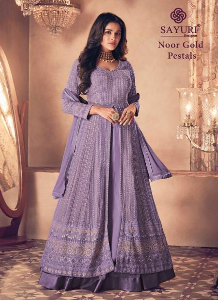 Noor Gold Pestals By Sayuri Heavy Wedding Wear Real Georgette Long Latest Salwar Suit Collection
