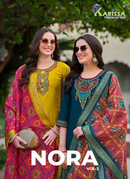 Nora Vol 2 By Karissa Viscose Weaving Designer Kurti With Bottom Dupatta Wholesale Market In Surat