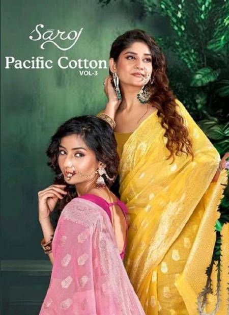 Pacific Cotton Vol 3 By Saroj Soft Cotton Rich Pallu Designer Sarees Wholesale Online

