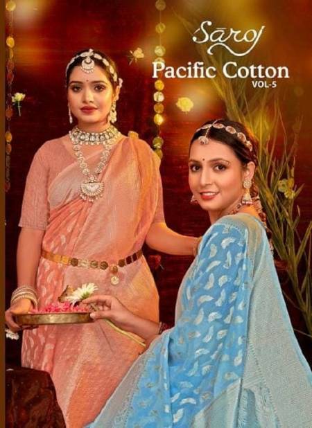 Pacific Cotton Vol 5 By Saroj Soft Cotton Rich Pallu Designer Sarees Wholesale Price In Surat
