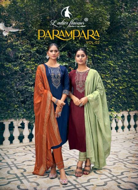 Parampara 2 By Ladies Flavour Embroidery Kurti With Bottom Dupatta Wholesale Shop In Surat
