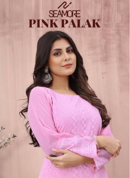Pink Plak 2 By Seamore Lakhnavi Georgette Designer Bulk Kurti Orders In India