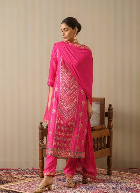 Psyna 2365 Size Set Pink Dola Jacquard Printed Kurti With Bottom Dupatta Wholesale Price In Surat

