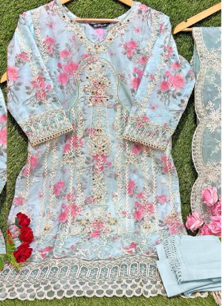 R 1107 By Ramsha Embroidery Organza Pakistani Readymade Suits Wholesale Market In Surat