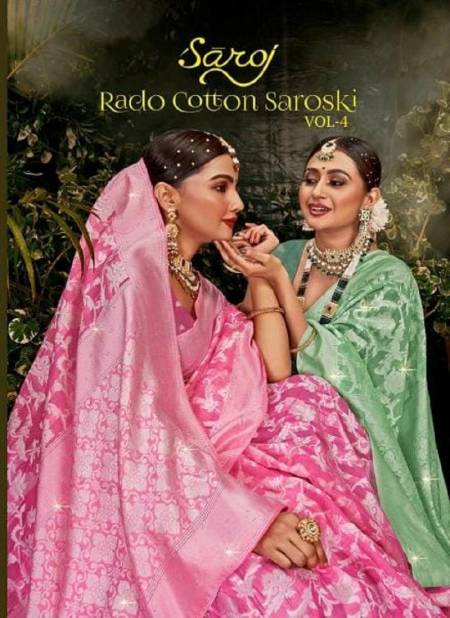 Rado Cotton Vol 4 By Saroj Swarovski Work Soft Cotton Sarees Wholesale Shop In Surat