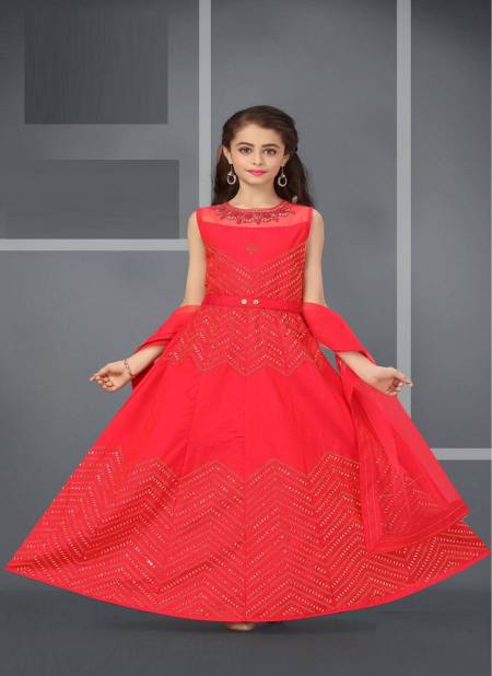 Red Angel 395 Festive Wear Silk Designer Kids Wholesale Gown Collection