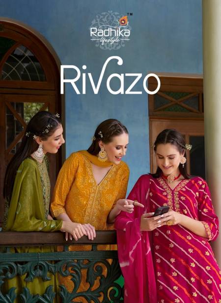 Rivazo Vol 1 By Radhika Rayon Embroidery Kurti With Bottom Dupatta Wholesale Online

