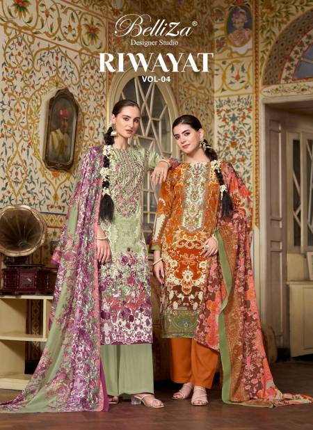 Riwayat Vol 4 By Belliza Viscose Rayon Digital Printed Dress Material Wholesale Online
