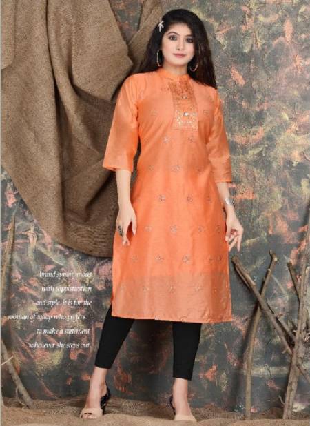 Riyaa Sillky 1 Designer New Fancy Regular Wear Chanderi Silk Kurti Collection