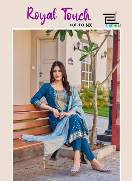 Royal Touch Vol 10 Nx By Blue Hills Rayon Foil Printed Kurti With Bottom Dupatta Wholesale Online
