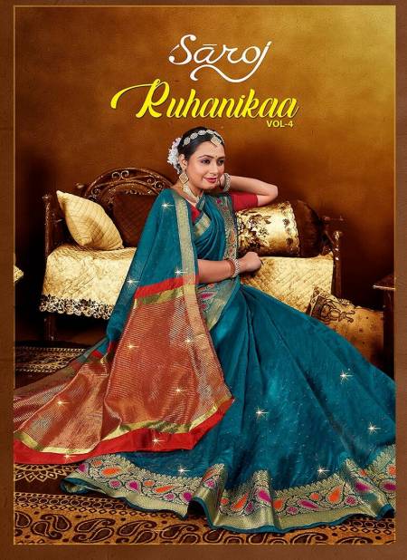 Ruhanikaa Vol 4 By Saroj Soft Organza Designer Sarees Wholesale Clothing Suppliers In India