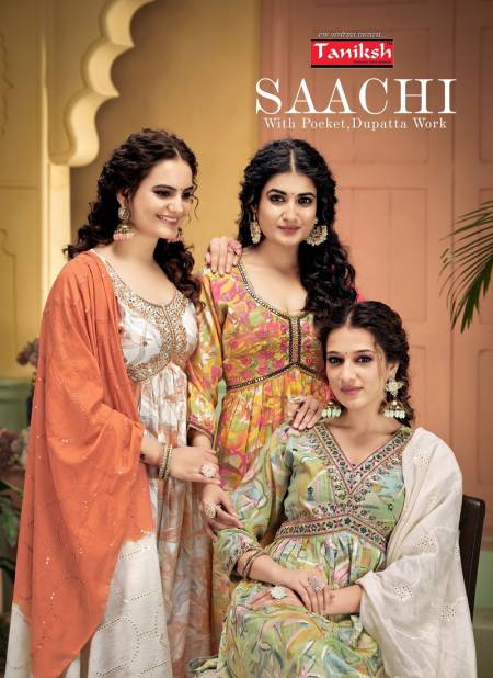 Saachi Vol 1 By Tanishk Rayon Alia Cut Readymade Suits Wholesale Market In Surat
