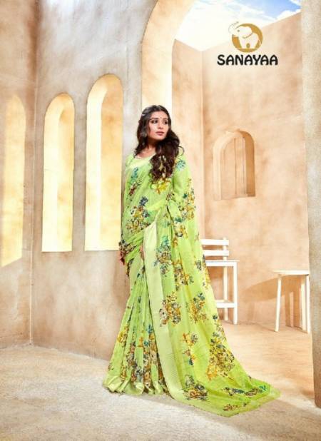 Sanayaa Amelia Latest Fancy Designer silk Casual Wear Linen Printed Saree Collection
