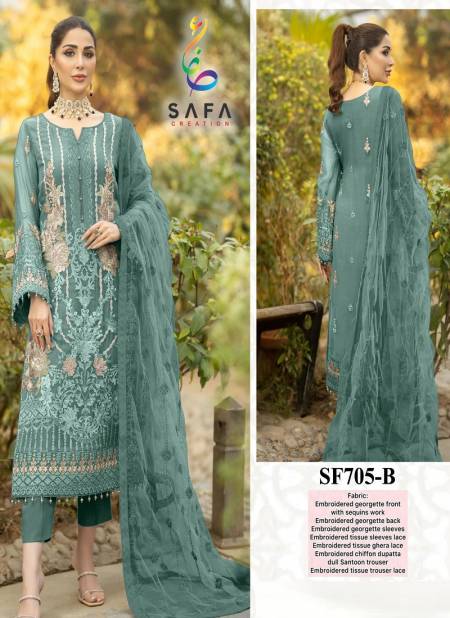 SF PK 705 Safa Embroidery Georgette Pakistani Suits Wholesale Price In Surat