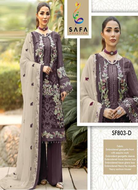 SF PK 803 By Safa Embroidery Georgette Pakistani Suits Wholesale Market In Surat