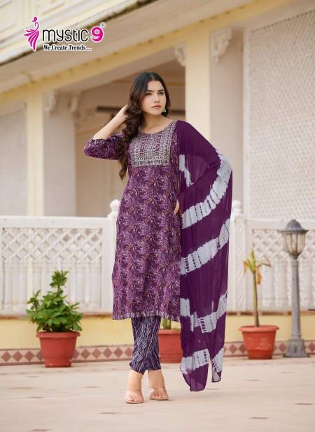 Shagun Vol 8 By Mystic 9 Rayon Capsule Foil Print Kurti With Bottom Dupatta Wholesale Shop In Surat