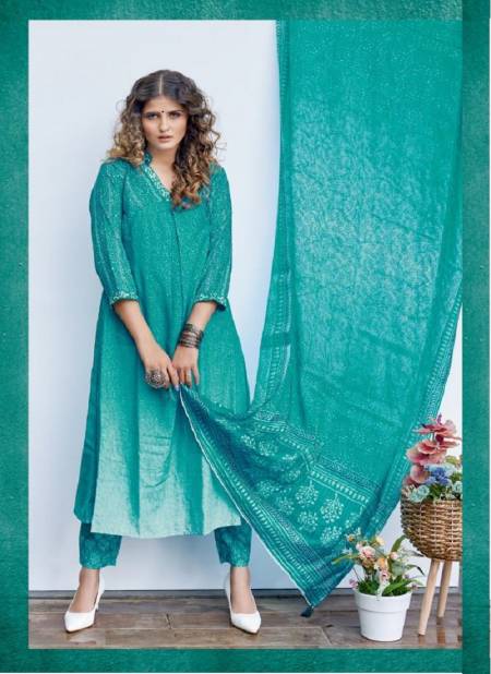 Shichi Kora Exclusive Festive Wear Heavy Muslin Kurti With Pant And Dupatta Readymade Collection