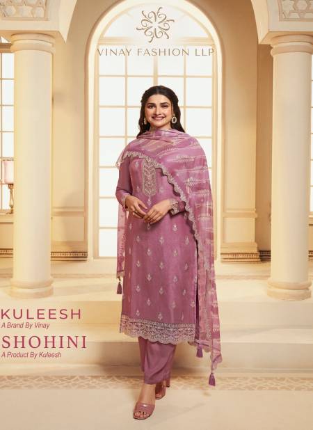 Shohini By Vinay Kuleesh Dola Silk Embroidery Designer Salwar Suits Wholesale Price In Surat
