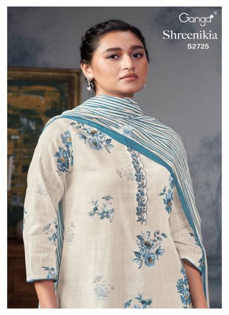Shreenikia 2725 By Ganga Print Embroidery Premium Cotton Dress Material Wholesale Shop In Surat
