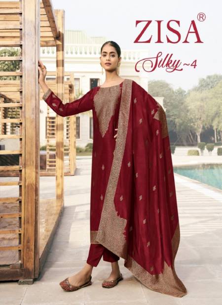 Silky 4 by Zisa Bamberg Silk Jacquard Wedding Wear Salwar Kameez Catalog 