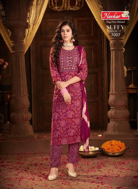 Suffy Gold 7 By Navkar Rayon Foil Printed Kurti With Bottom Dupatta Wholesale Shop In Surat
