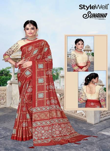 Sunaina By Stylewell Silk Printed Sarees Wholesale Price In Surat