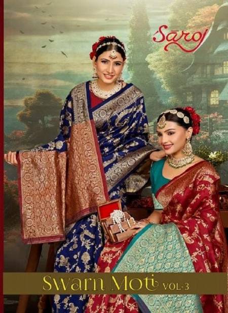 Swarn Moti Vol 3 By Saroj Soft Silk Wedding Sarees Wholesale Price In Surat	