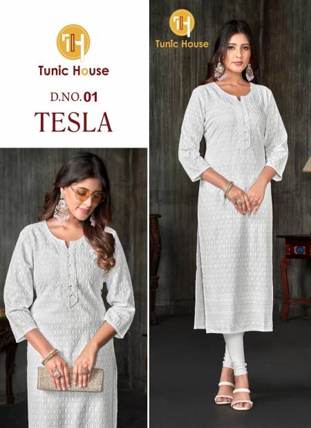 Tesla 01 By Tunic House Size Set Chikanakari Designer Kurtis Wholesale Shop In Surat

