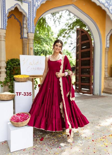 Tf 335 Maroon Colour Arya Pure Rayon Readymade Suit Wholesale In India