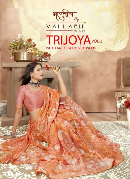 Trijoya Vol 2 By Vallabhi Printed Designer Chiffon Sarees Wholesale Shop In Surat