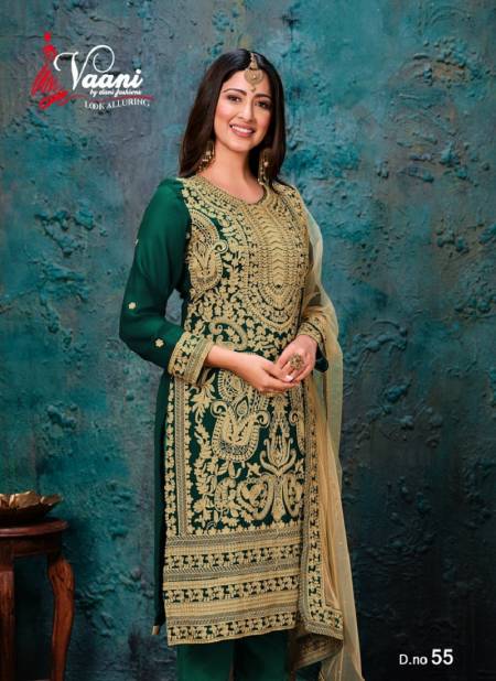 Vaani 5 Latest Festive Wear Heavy Work Faux Georgette Designer With Net And Heavy work border Dupatta Salwar Suits Collection
