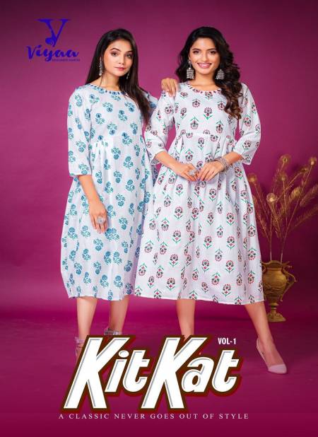 Viyaa Kit Kat Printed Cotton Anarakali Kurti Catalog
