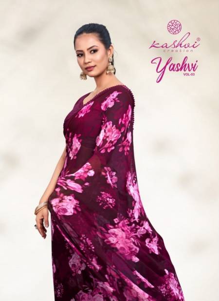 Yashvi Vol 3 By Kashvi Daily Wear Printed Georgette Sarees Wholesale Price In Surat