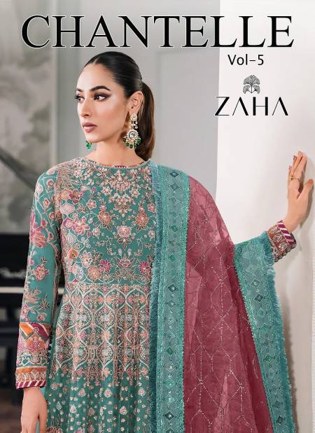 Zaha Chantelle Vol 5 E And F Butterfly Net Embroidery Pakistani Suits Wholesale Online
