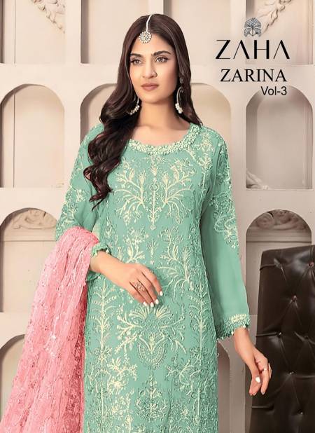 Zarina Vol 3 By Zaha Embroidery Georgette Pakistani Suits WHolesale Market In Surat