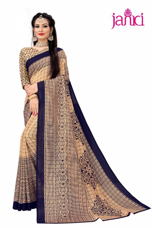 Janki Lady Queen 2 Latest Collection Of Daily Wear Vichitra Silk Chex Print Saree 