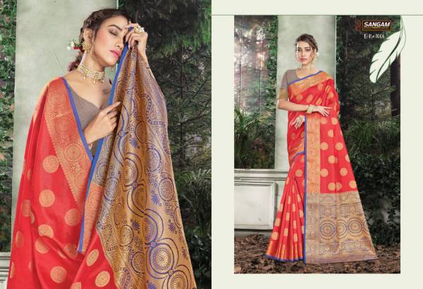 Sangam Karmala Silk Latest Designer Festive Wear Handloom Silk Heavy Sarees Collection
