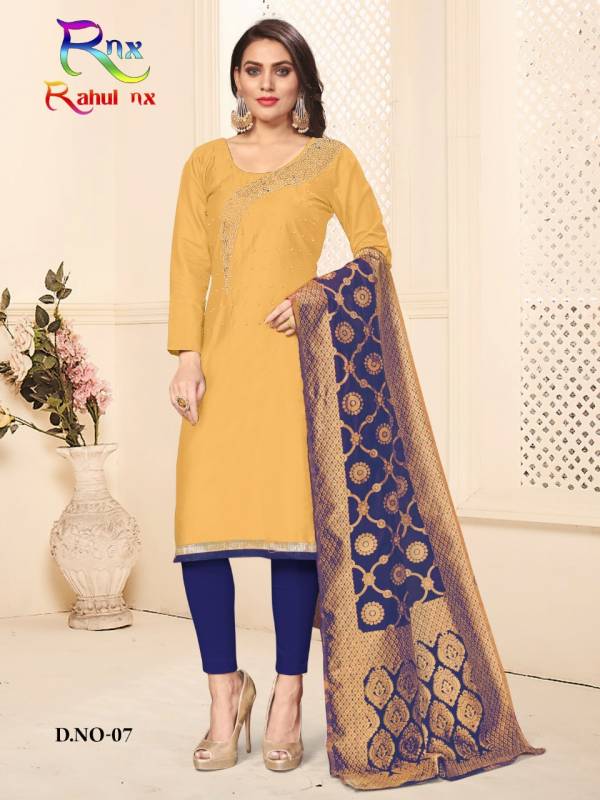 RNX-Jam Cotton-2 Latest Designer Fancy Party Wear Churidar Dress Material Collection With Banarasi Dupatta