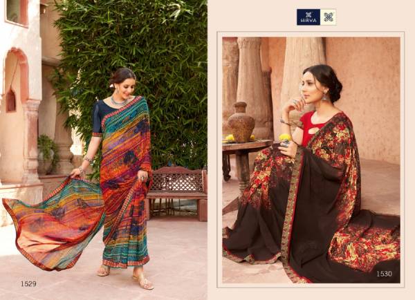 Hirva Sondariya 2 Exclusive Regular Wear Designer Lace Georgette Digital Festive Wear Sarees Collection 