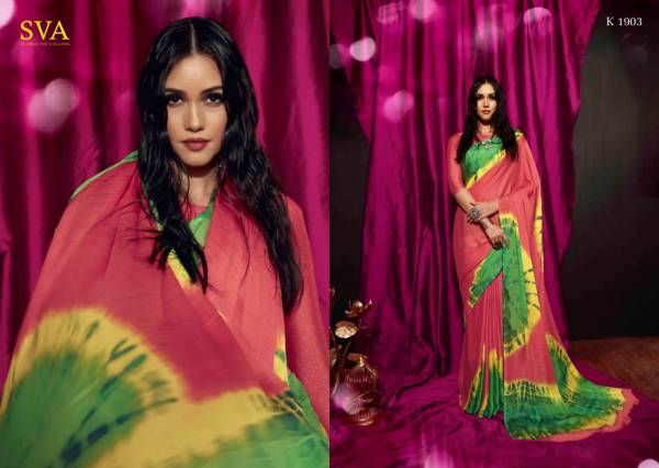 Sva Saniya Printed Georgette Casual Wear Saree Collection at Wholesale Price