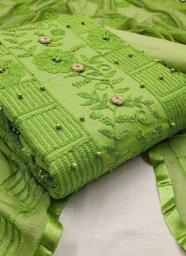 New Design Embroidery Worked Cotton Dress Material Collection 