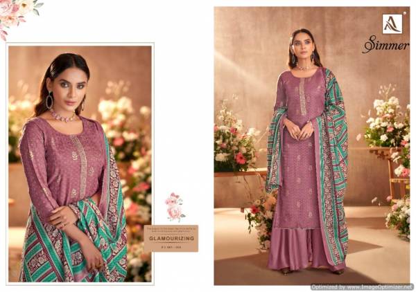 Alok Simmer Pure Wool Pashmina Self Print With Foil Buta And Fancy Embroidery Plazzo Salwar Suit Collection  