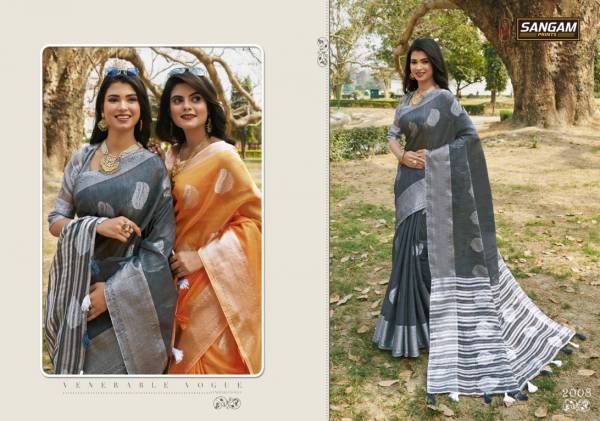 Sangam Pankhudi 3 Latest Fancy Casual Wear Linen Cotton Printed Sarees Collection
